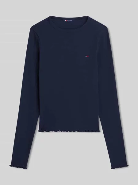 Bluzka z długim rękawem o kroju slim fit z mieszanki bawełny Tommy Jeans granatowa