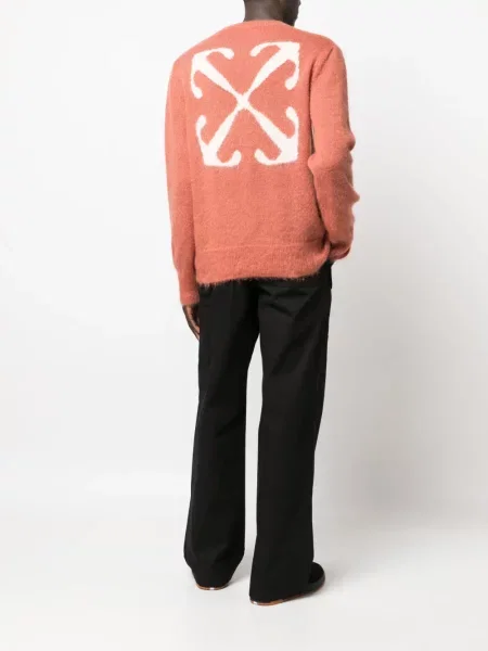 Megztinis Off-white apvaliu kaklu balta