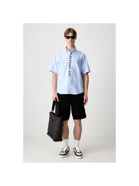 Koszula A Bathing Ape® z naszywkami z twillu niebieska