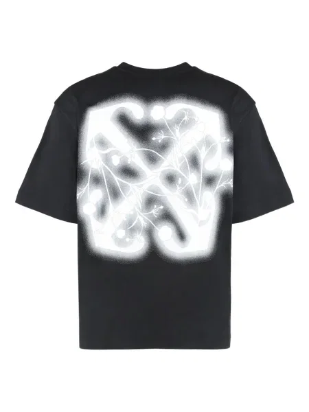 Tricou Off-white cu model floral cu imagine cu decolteu rotund alb
