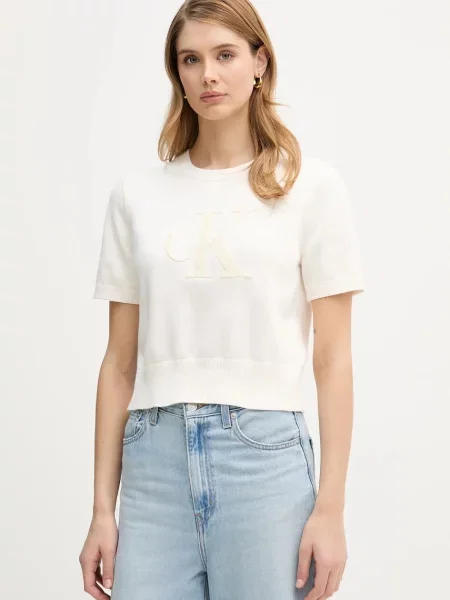 Calvin Klein Jeans Pulover alb lână bej