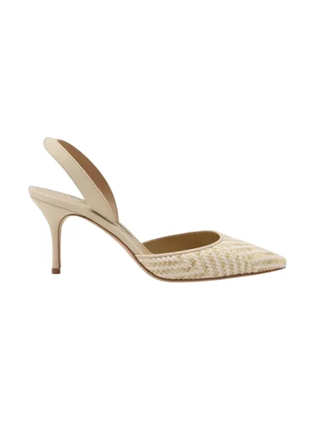 Czółenka Manolo Blahnik skórzana beżowa