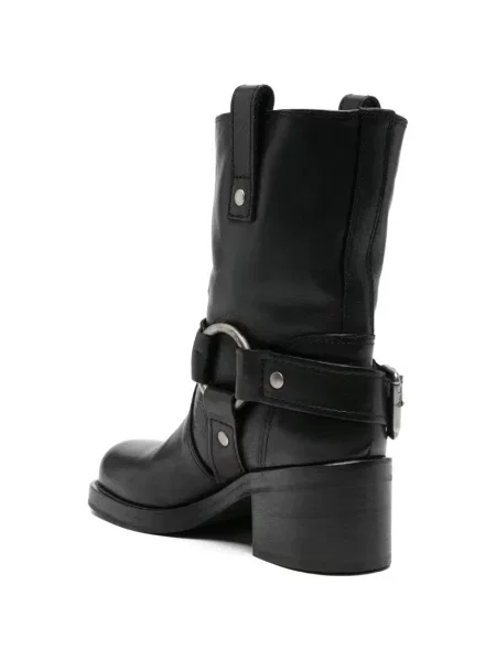 Botine Ash cu cataramă cu bretele negru