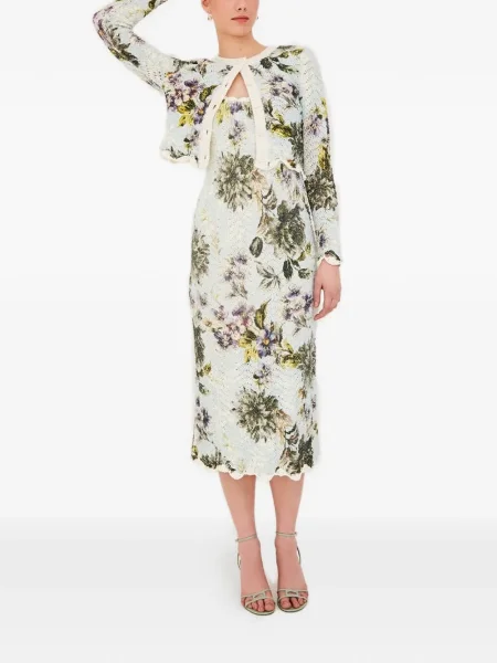 Rochie midi Cara Cara cu model floral cu imagine până la genunchi albastru