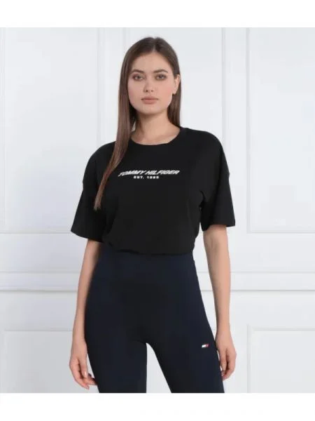 Tommy Sport Tricou | Cropped Fit negru