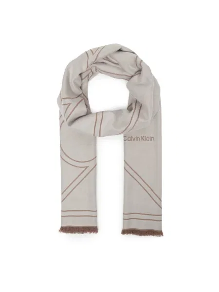 Fular Calvin Klein Emblem Repeat Lw Shawl W Fringes alb
