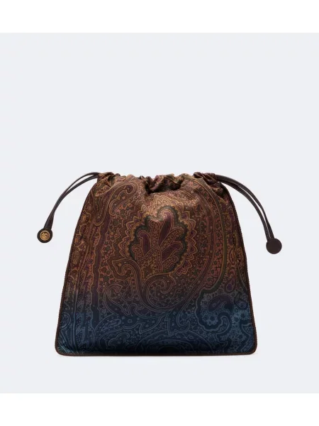 Geantă plic Etro cu model paisley maro