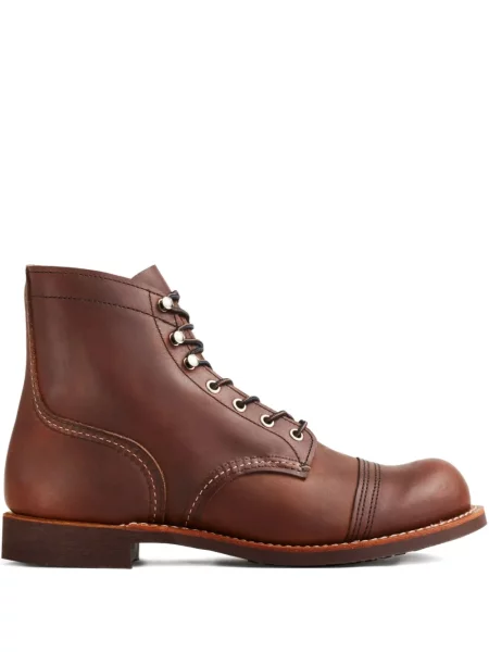 Botine Red Wing Shoes cu șireturi din piele biker roșu