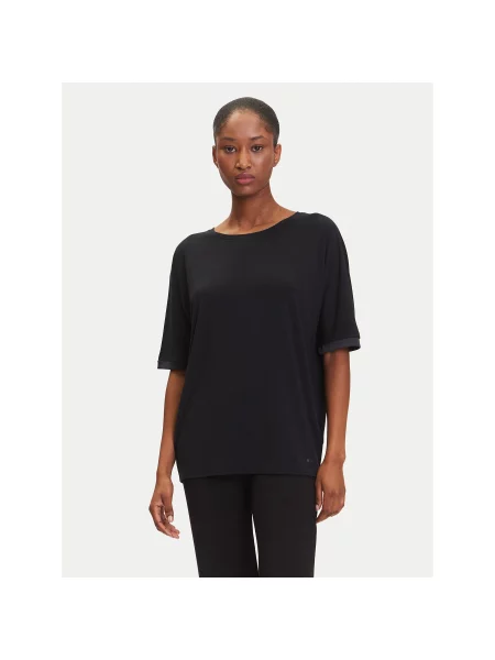 BOSS Zgornji del pižame Sheen Relaxed Fit črna