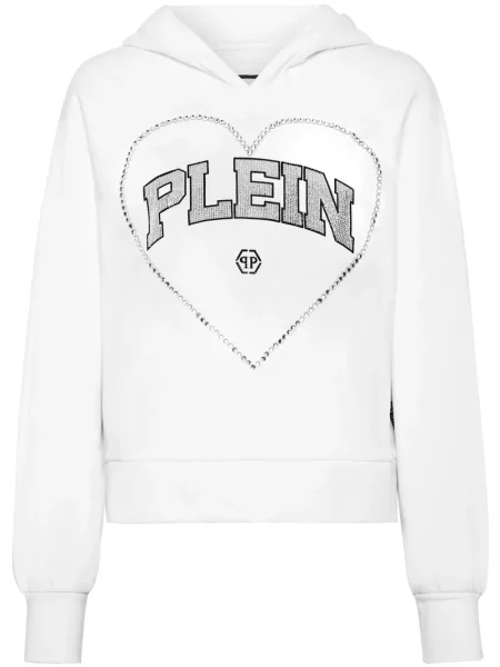 Hanorac cu glugă Philipp Plein cu motiv cu inimi alb