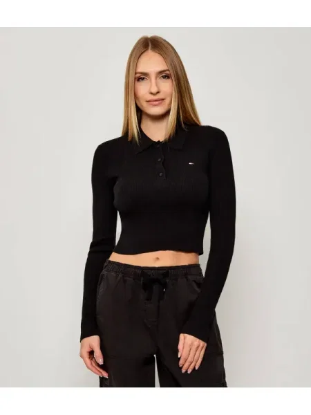 Tommy Jeans Polo TJW ESSENTIAL | Cropped Fit negru