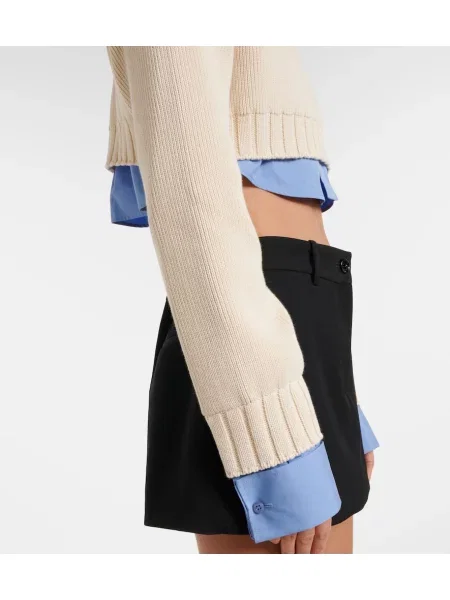 Pruhovaný orezané sveter Balenciaga béžová