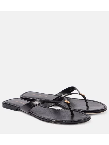 Chiloți tanga Tory Burch din piele negru