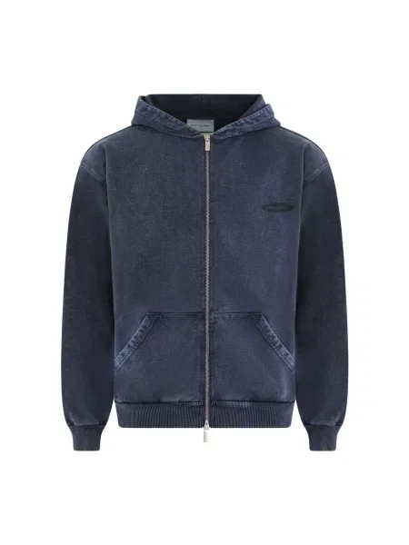 Bluza z kapturem Bram's Fruit z przetarciami niebieska
