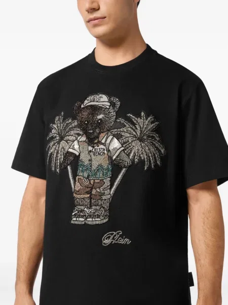 Tricou Philipp Plein cu broderie teddy negru