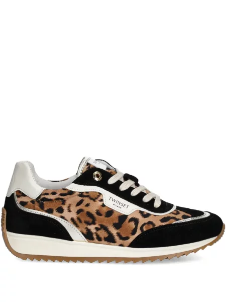 Sneakerși Twinset cu imagine cu model leopard maro
