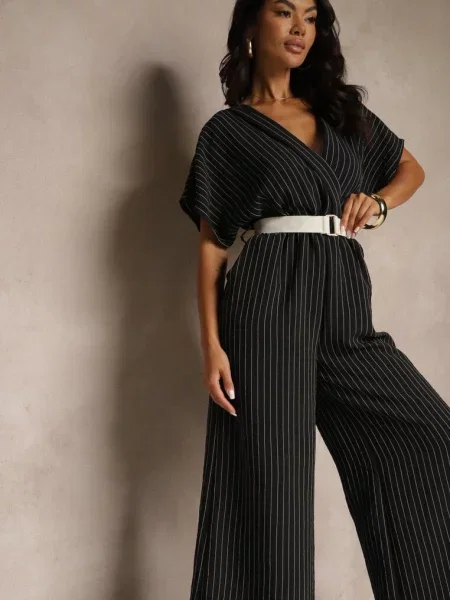 Kopertowy Kombinezon z Nietoperzowymi Rękawami i Tollamira czarny