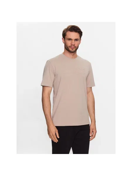 Guess T-Shirt Alphy Regular Fit μπεζ