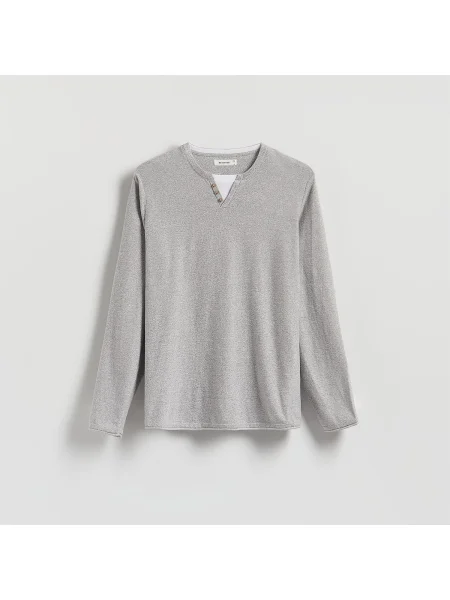 Reserved Henley hosszú ujjú póló füstszínű