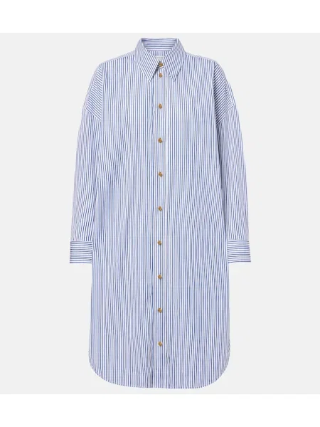 Cămașă Bottega Veneta cu dungi din poplin albastru