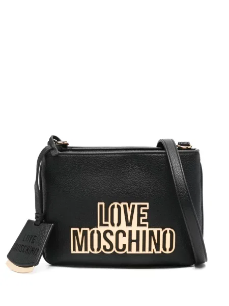Geanta crossbody Love Moschino cu autograf negru