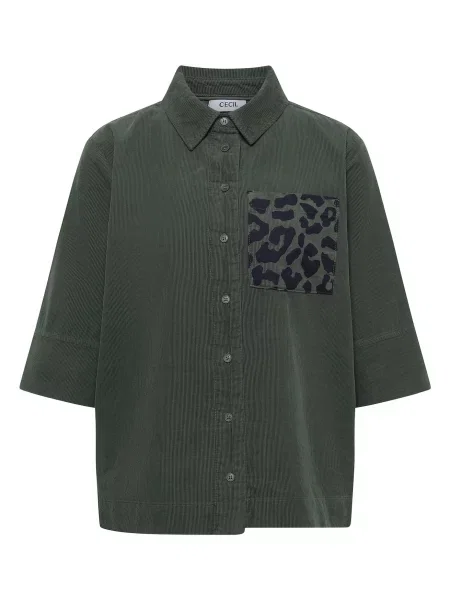 CECIL Bluză verde pin negru