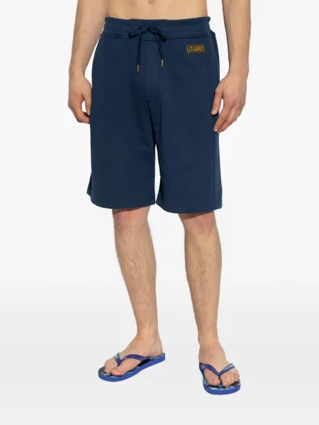 Džínové šortky Versace Jeans Couture s autogramem se stahovací šňůrkou modré