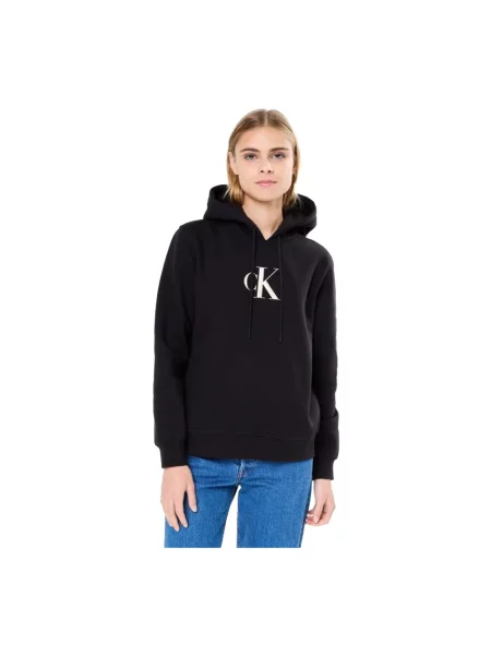 Bluza z kapturem Calvin Klein Jeans z kapturem czarna