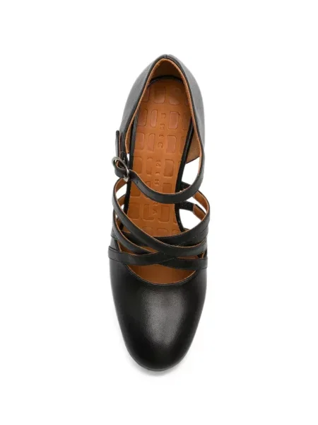 Pantofi cu toc Chie Mihara din piele cu bretele negru