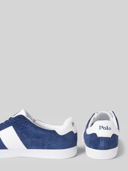 Sneakersy skórzane z wyhaftowanym logo model ‘COURT’ Polo Ralph Lauren granatowe