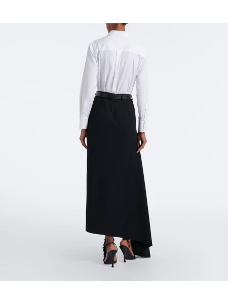 Fustă midi Givenchy de lână asimetrică negru