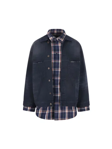 Kurtka Balenciaga z naszywkami niebieska