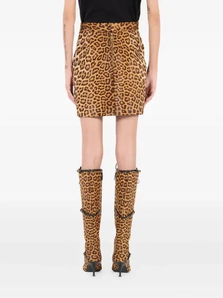 Fusta mini Roberto Cavalli cu imagine cu model leopard maro