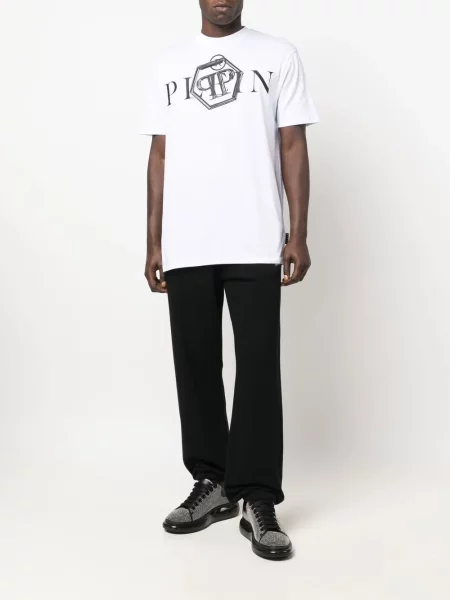 Raštuotas marškinėliai Philipp Plein balta