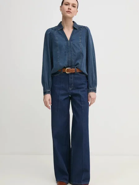 Джинсова блузка Mos Mosh з аплікацією синій