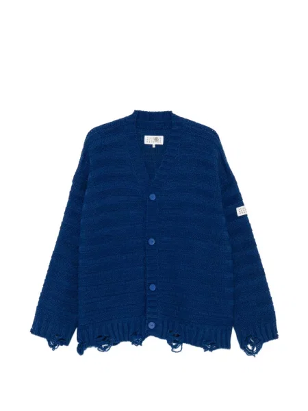 Cardigan Mm6 Maison Margiela zdrențuiți cu dungi albastru