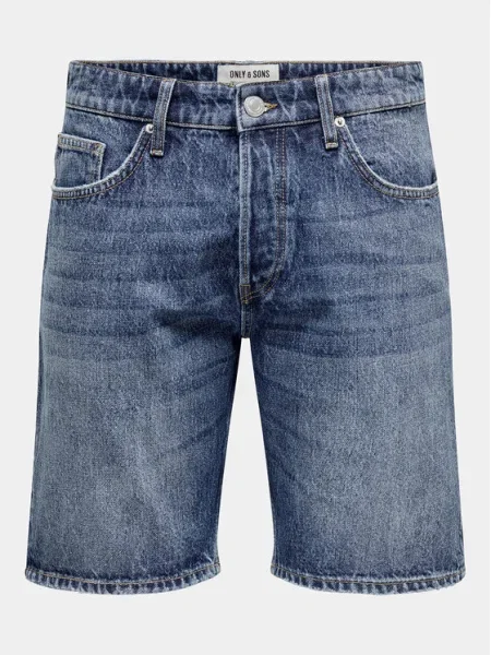 Only & Sons Pantaloni scurți de blugi Edge Straight Fit albastru