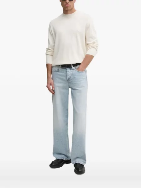 Pulover Armani Exchange cu decolteu rotund cu autograf alb