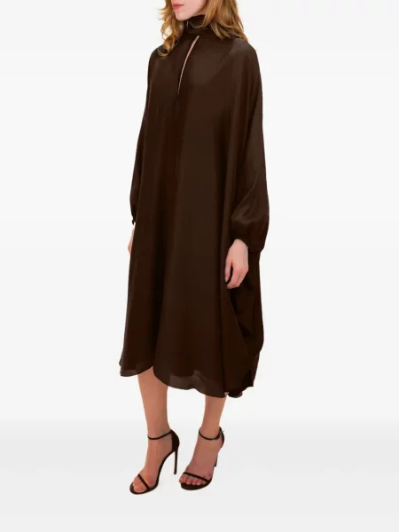 Sukienka midi Azeeza z kokardką do kolan garniturowa brązowa