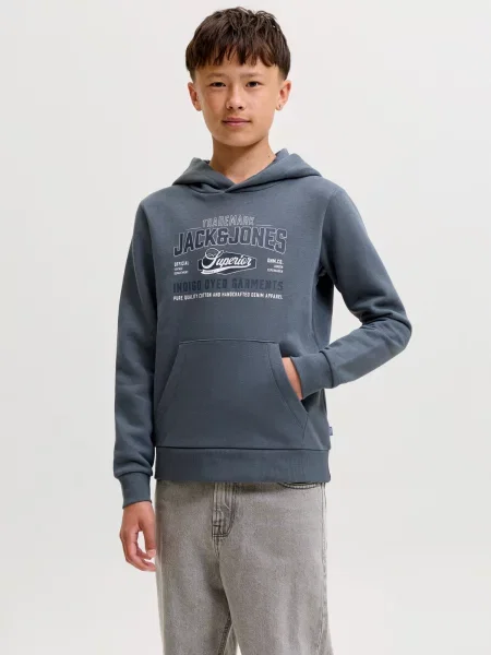 Jack & Jones Junior Μπλούζα φούτερ σκούρο μπλε / γκρι καπνού λευκό