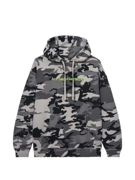 Hanorac cu glugă Anti Social Social Club cu imagine cu model camuflaj gri
