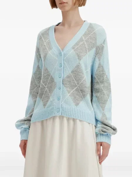 Cardigan B+ab tricotate cu model argyle albastru