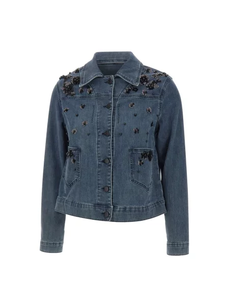 Lniana kurtka Elena Miro' niebieska