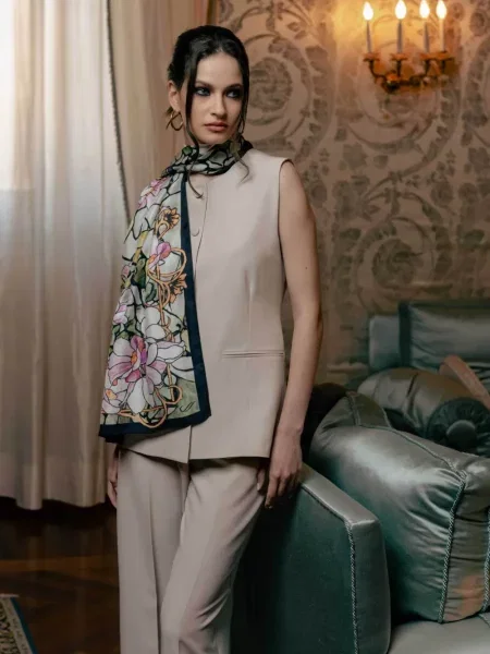 Fular Elizabetta de mătase roz