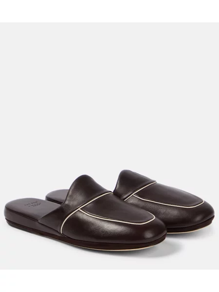 Papuci tip mules The Row din piele maro