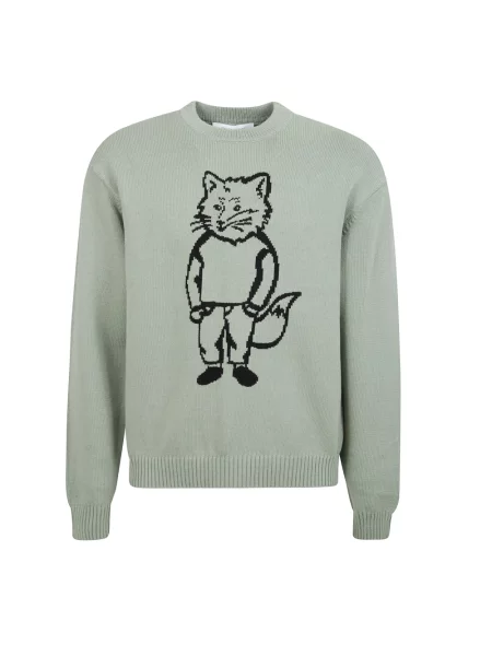 Sweter Maison Kitsune z długim rękawem zielony