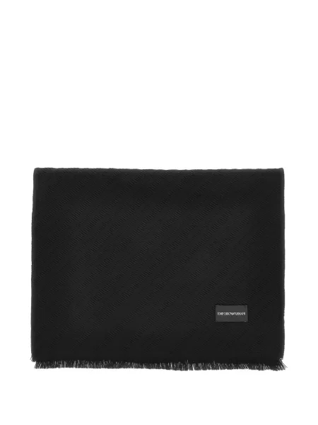 Fular Emporio Armani cu franjuri negru
