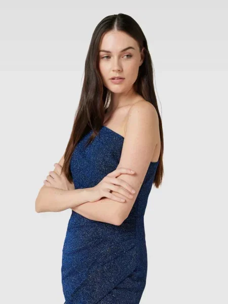Sukienka wieczorowa na jedno ramię Luxuar Fashion granatowa