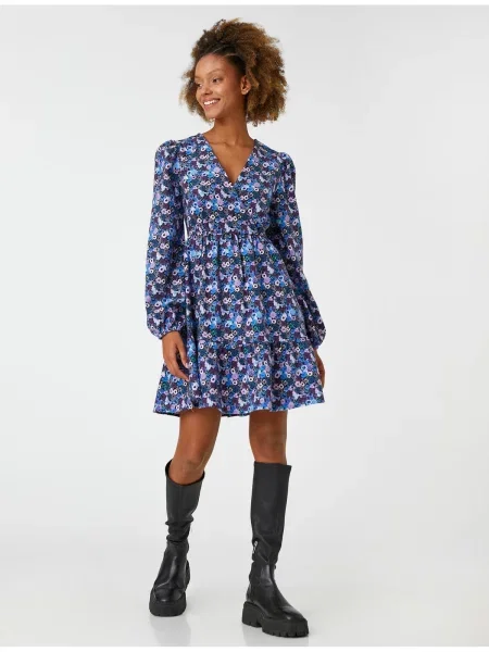 Mini haljina Koton s V-izrezom plava