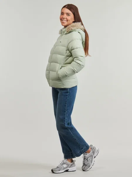 Džínsová bunda Tommy Jeans s kapucňou zelená